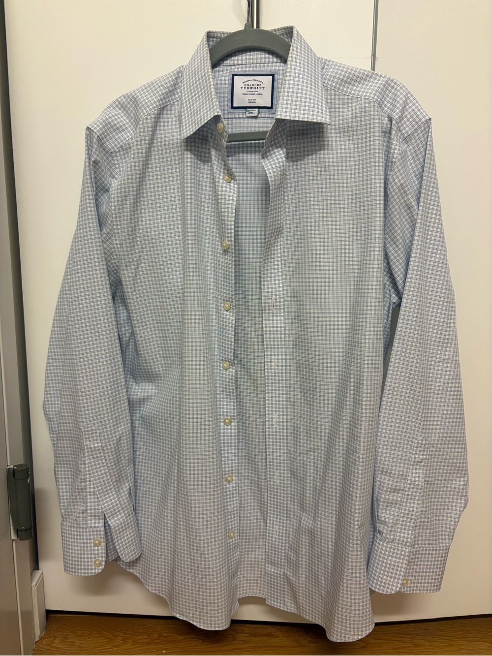 Charles Tyrwhitt Light Blue Check Dress Shirt - Classic Button-Down